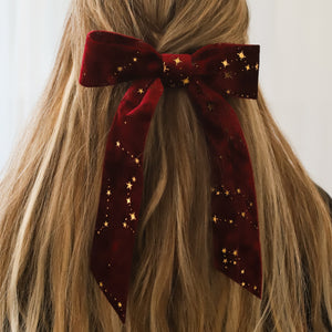 Holly Velvet Star Hair Bow | Burgundy