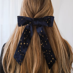 Holly Velvet Star Hair Bow | Navy