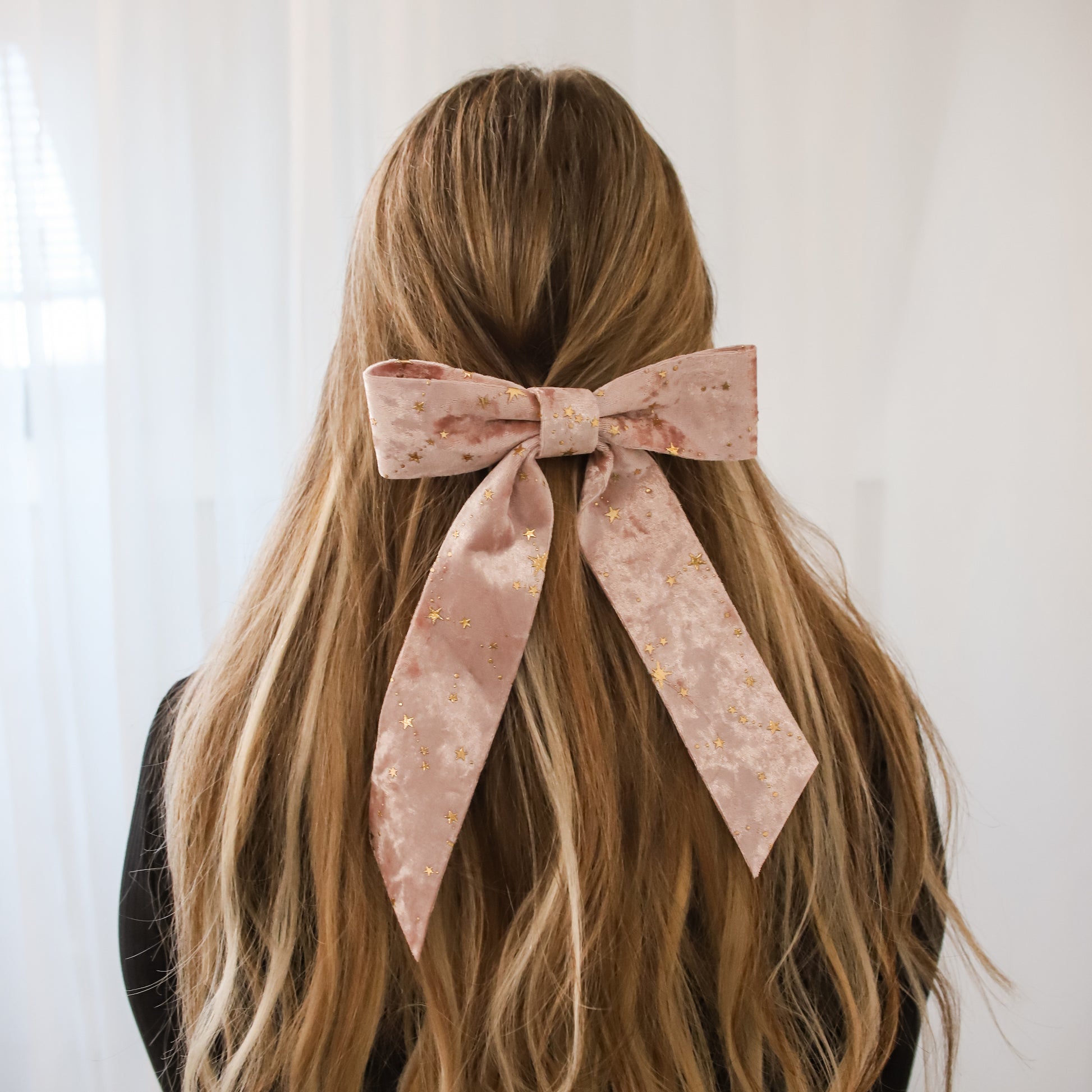 Holly Velvet Star Hair Bow | Pink