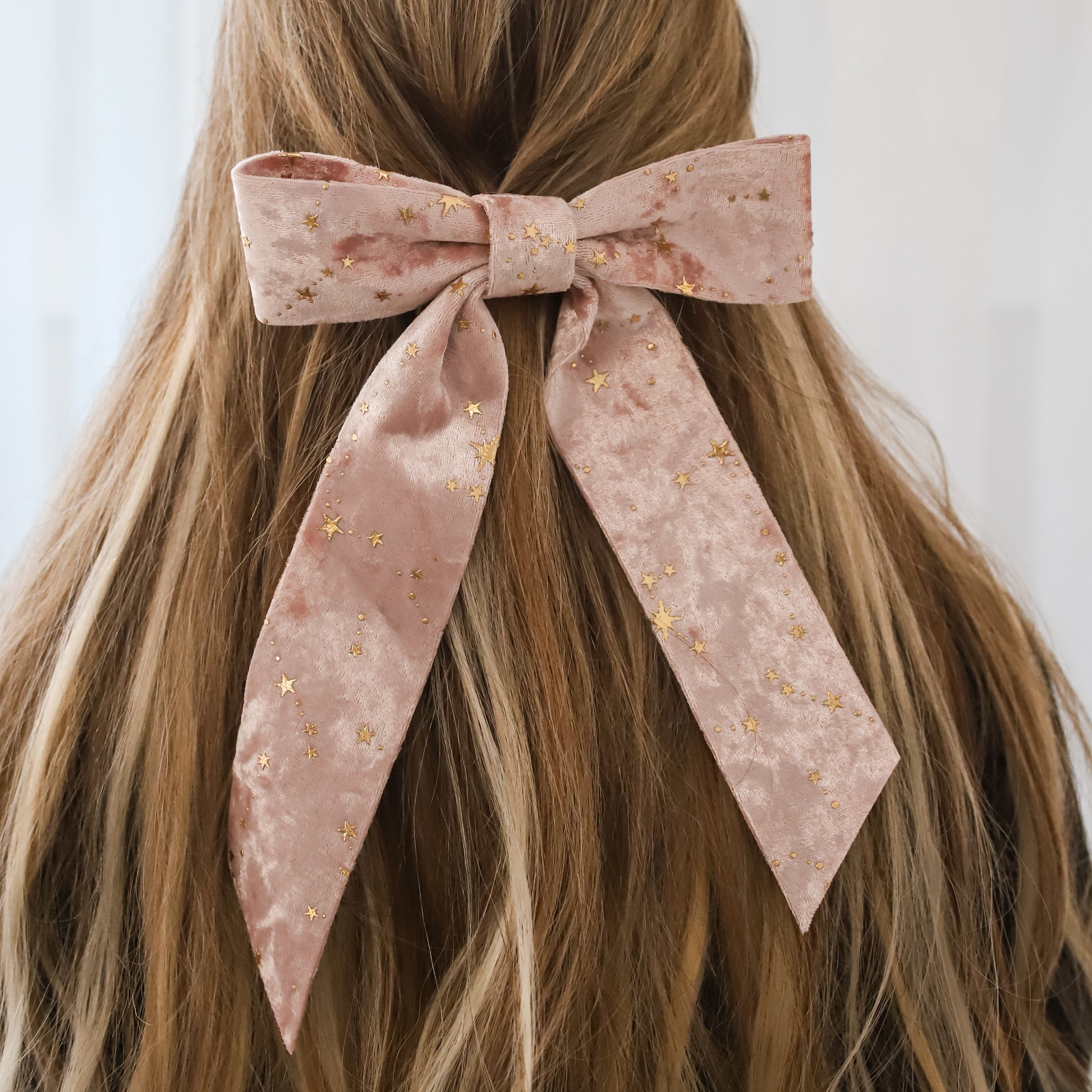 Holly Velvet Star Hair Bow | Pink