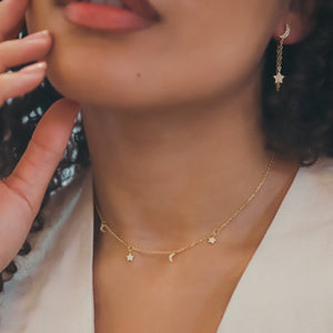 Elsie Star & Moon Charm Necklace | 18k Gold Plated