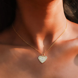 Ines Heart Eye Pendant Necklace | 18k Gold Plated