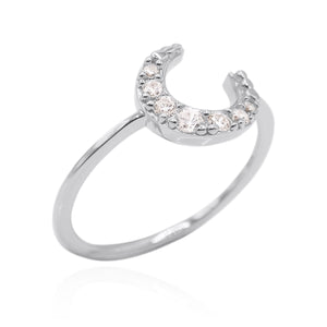Isabel Crescent Moon Crystal Ring | Sterling Silver