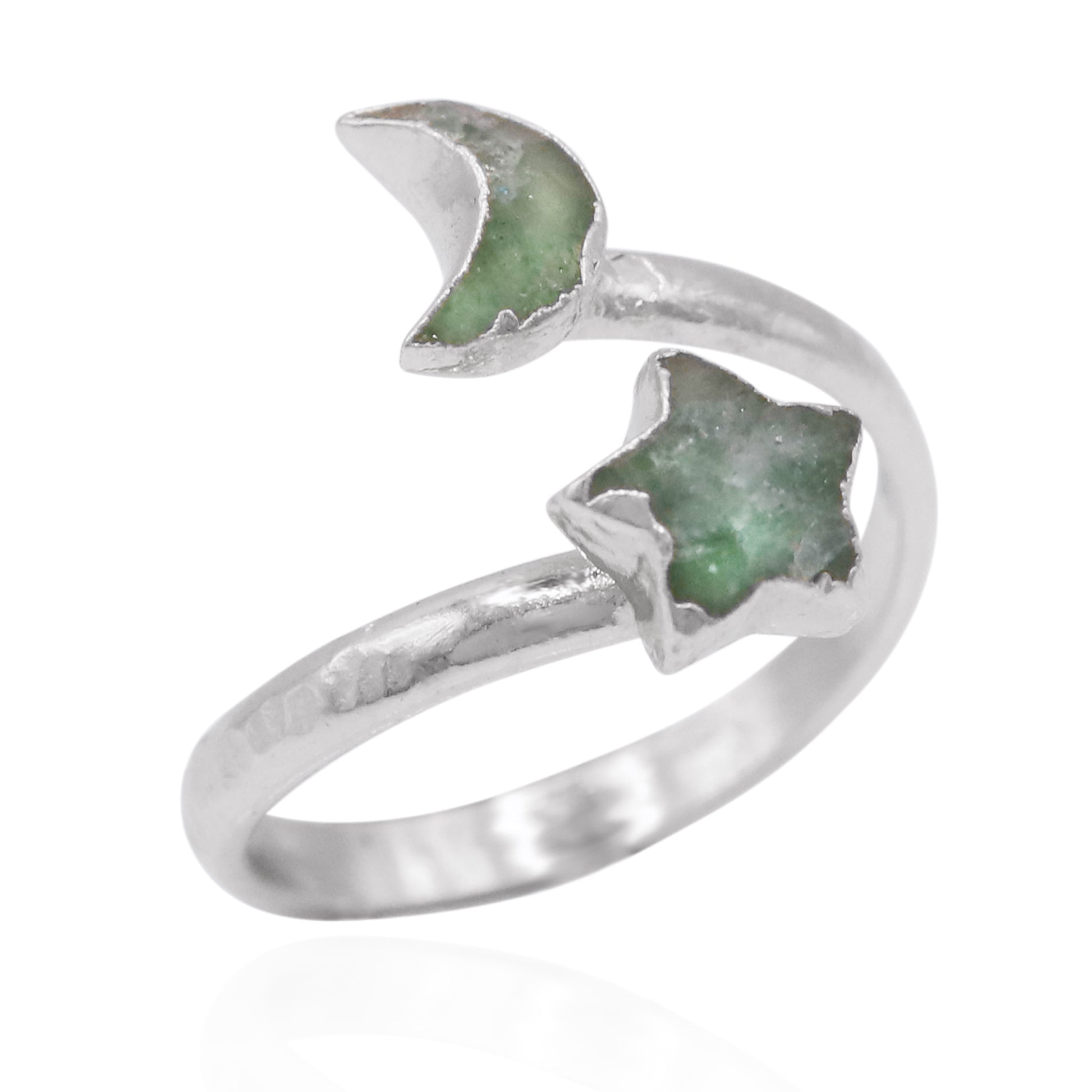 Isla Aventurine Moon & Star Ring | 925 Sterling Silver