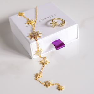 Sparkling Star Gift Set | Necklace & Ring  | 18k Gold Plated