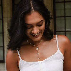 Juliet Star Burst Y Drop Necklace | 18K Gold Plated