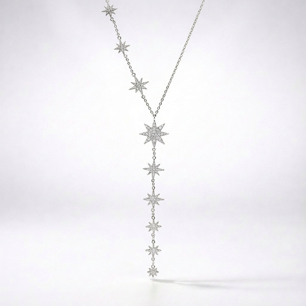 Juliet Star Burst Y Drop Necklace 925 Sterling