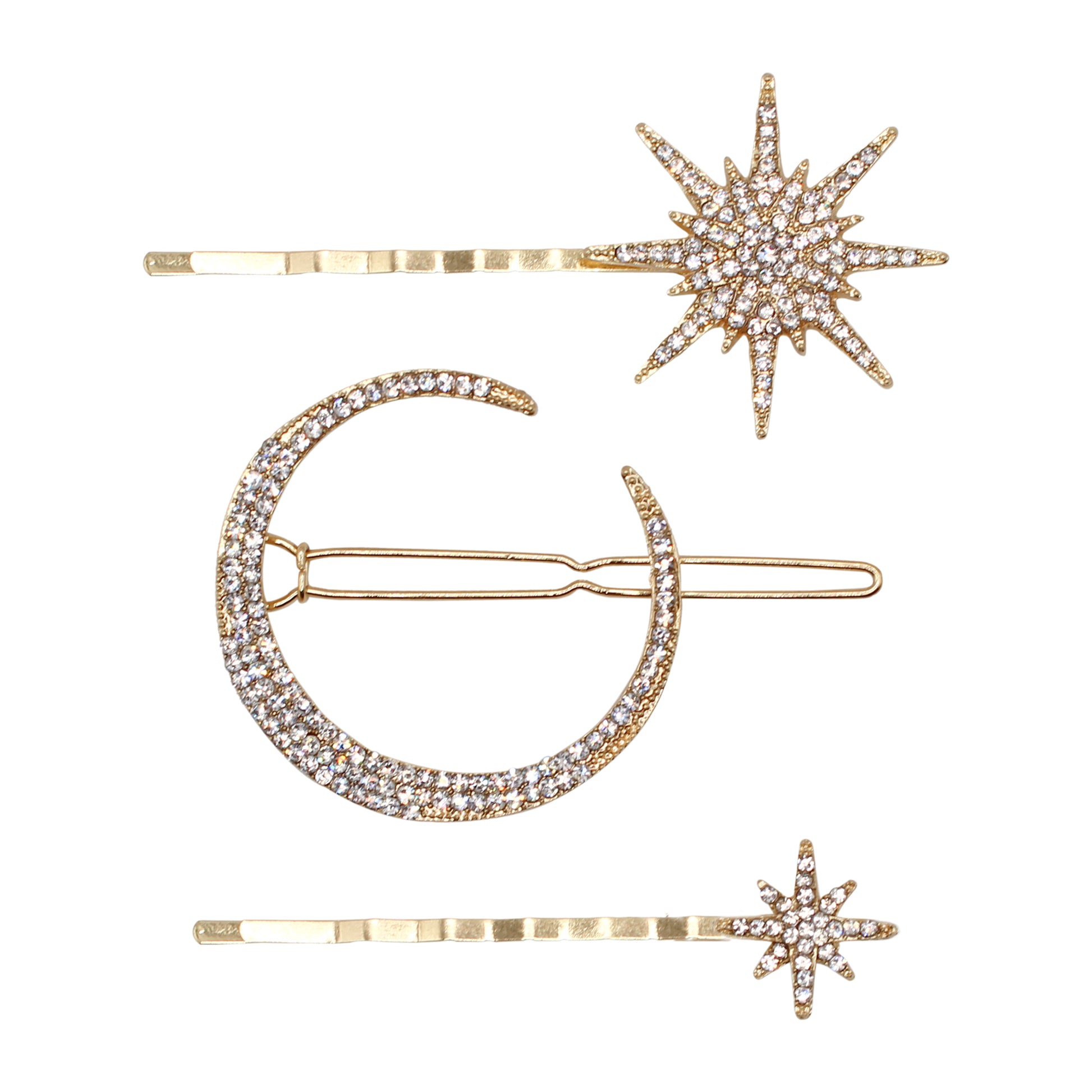 Juno Moon & Star Hair Clip Set | Gold