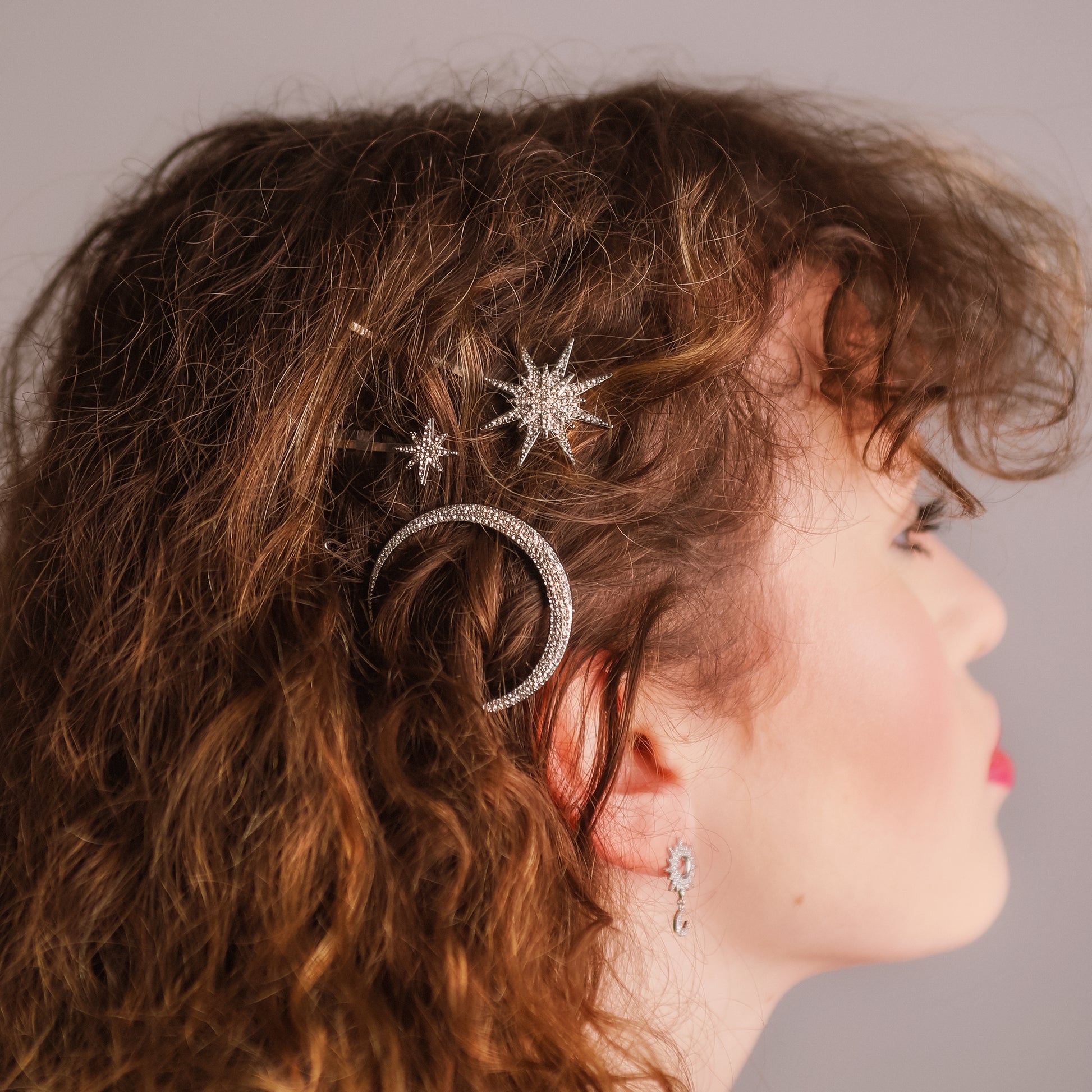 Juno Moon & Star Hair Clip Set | Silver
