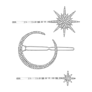 Juno Moon & Star Hair Clip Set | Silver