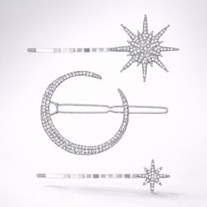 Juno Moon & Star Hair Clip Set | Silver