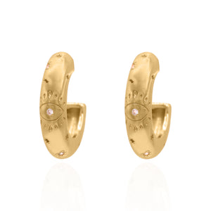 Kaia Evil Eye Hoop Earrings | 18K Gold Plated