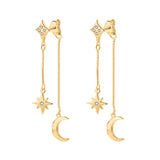 Karita Moon & Star Double Chain Earrings | 18k Gold Plated