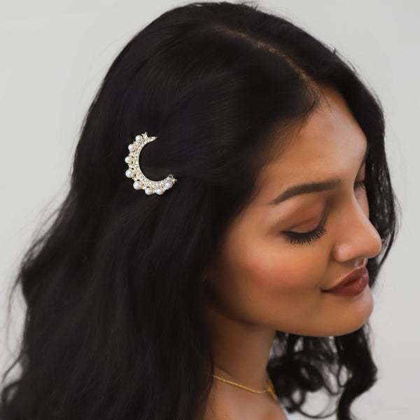 Lana Moon Pearl Hair Clip | Gold