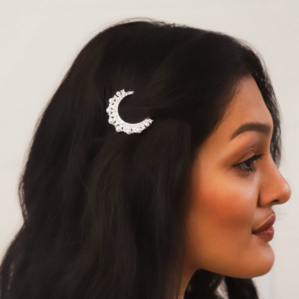 Lana Moon Pearl Hair Clip | Silver