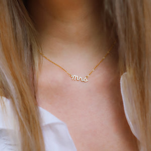 Bride 'Mrs' Gift Set | Earrings & Necklace | 18k Gold Plated