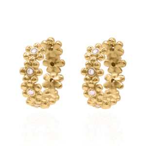 Lily Flower Hoop Earrings | 18k Gold Plated