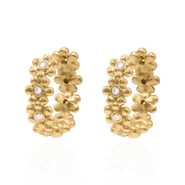 Lily Flower Hoop Earrings | 18k Gold Plated