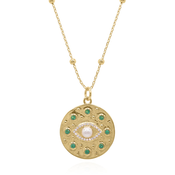 Livia Eye Coin Necklace | 18k Gold Plated