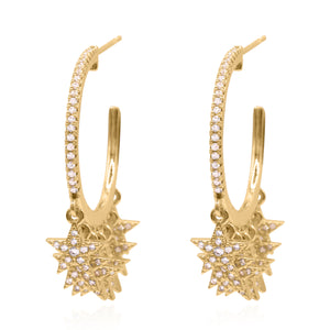 Lyra Star Hoop Earrings | 18K Gold Plated