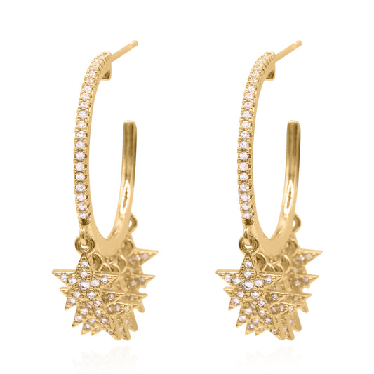 Lyra Star Hoop Earrings | 18K Gold Plated