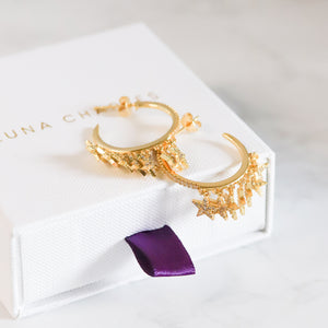 Lyra Star Hoop Earrings | 18K Gold Plated