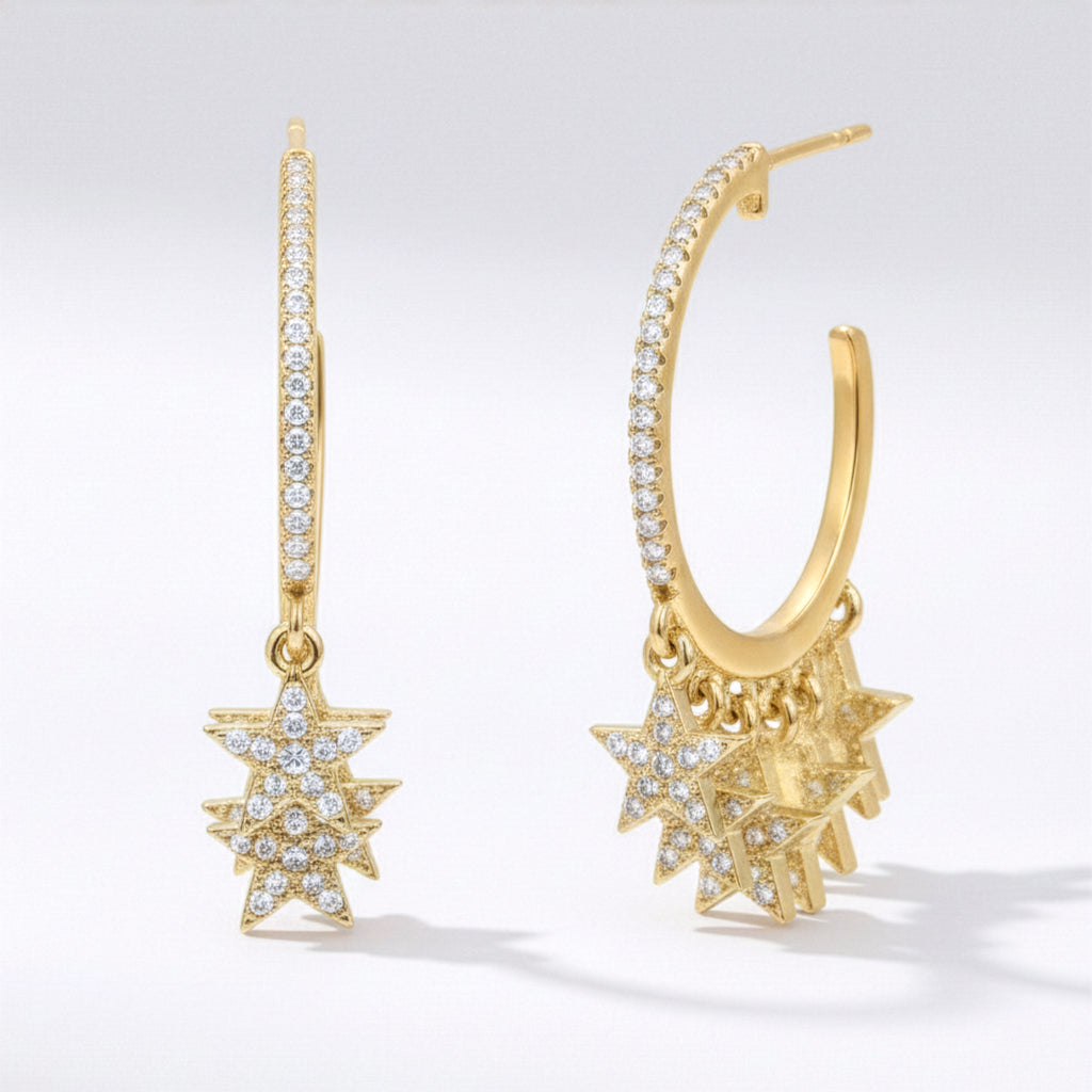 Lyra Star Hoop Earrings 18K Plated