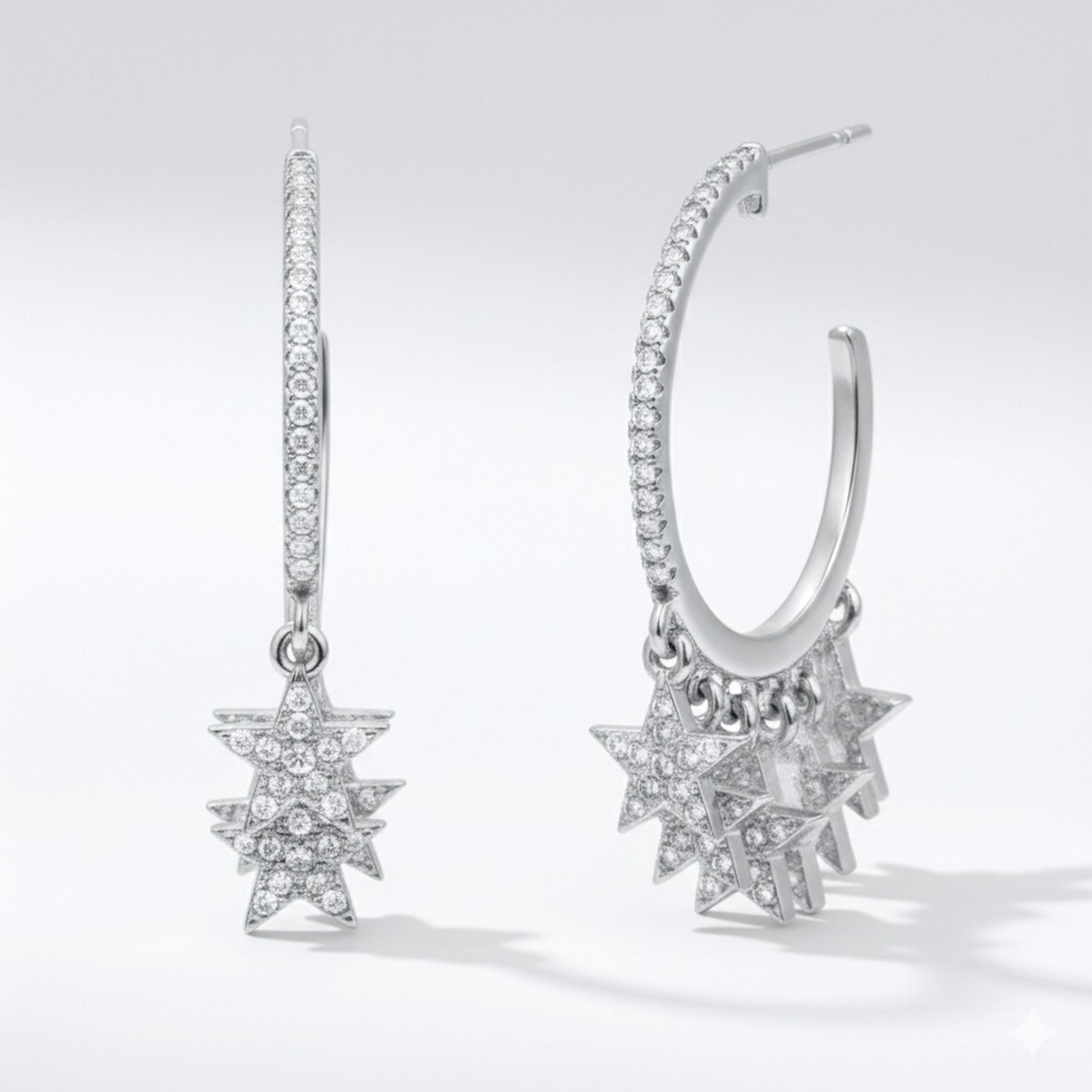 Lyra Star Hoop Earrings | 925 Sterling Silver