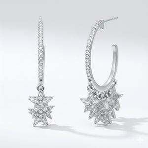 Lyra Star Hoop Earrings | 925 Sterling Silver