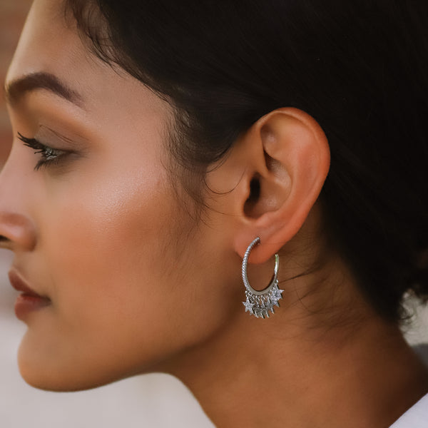 Lyra Star Hoop Earrings | 925 Sterling Silver