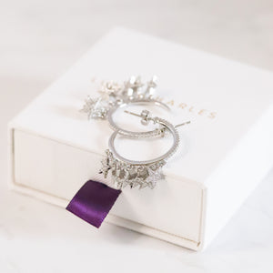 Lyra Star Hoop Earrings | 925 Sterling Silver