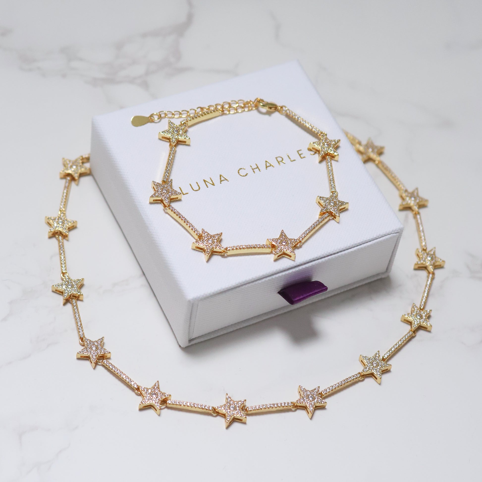 Celestial Star Gift Set | Necklace & Bracelet | 18k Gold Plated