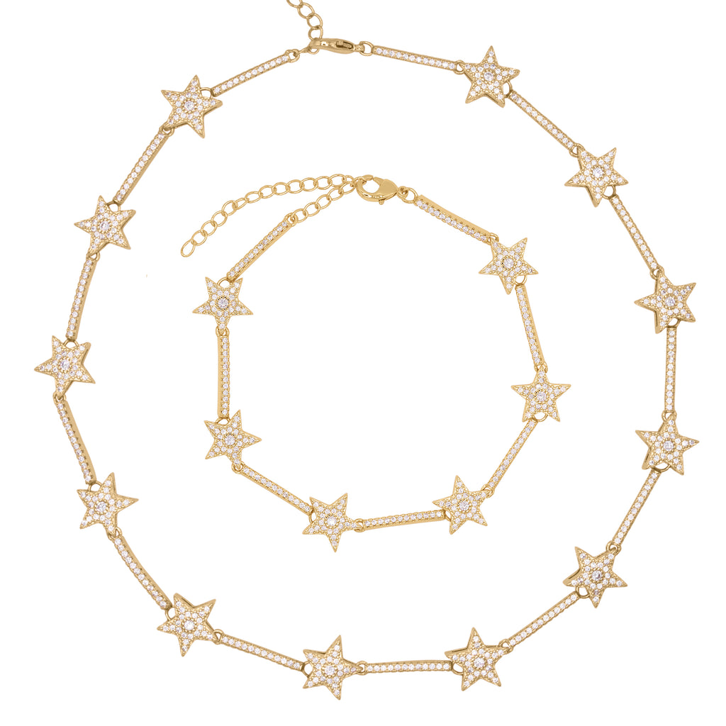 Celestial Star Gift Set Necklace & Bracelet 18k Plated