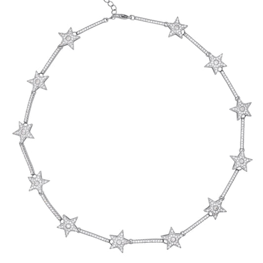 Margot Sparkling Star Choker | Silver Plated
