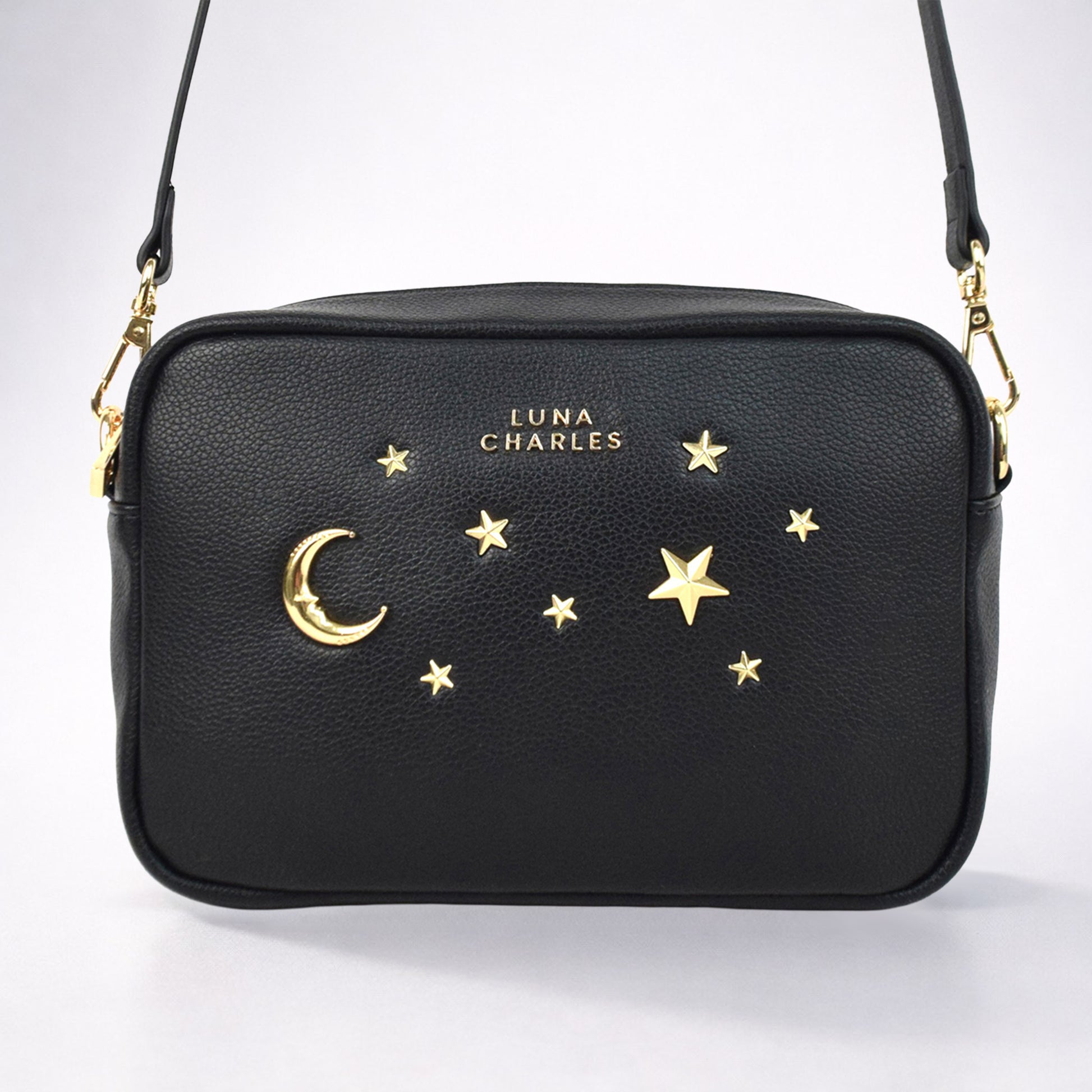 Maya Star Studded Crossbody Bag - Black & Gold