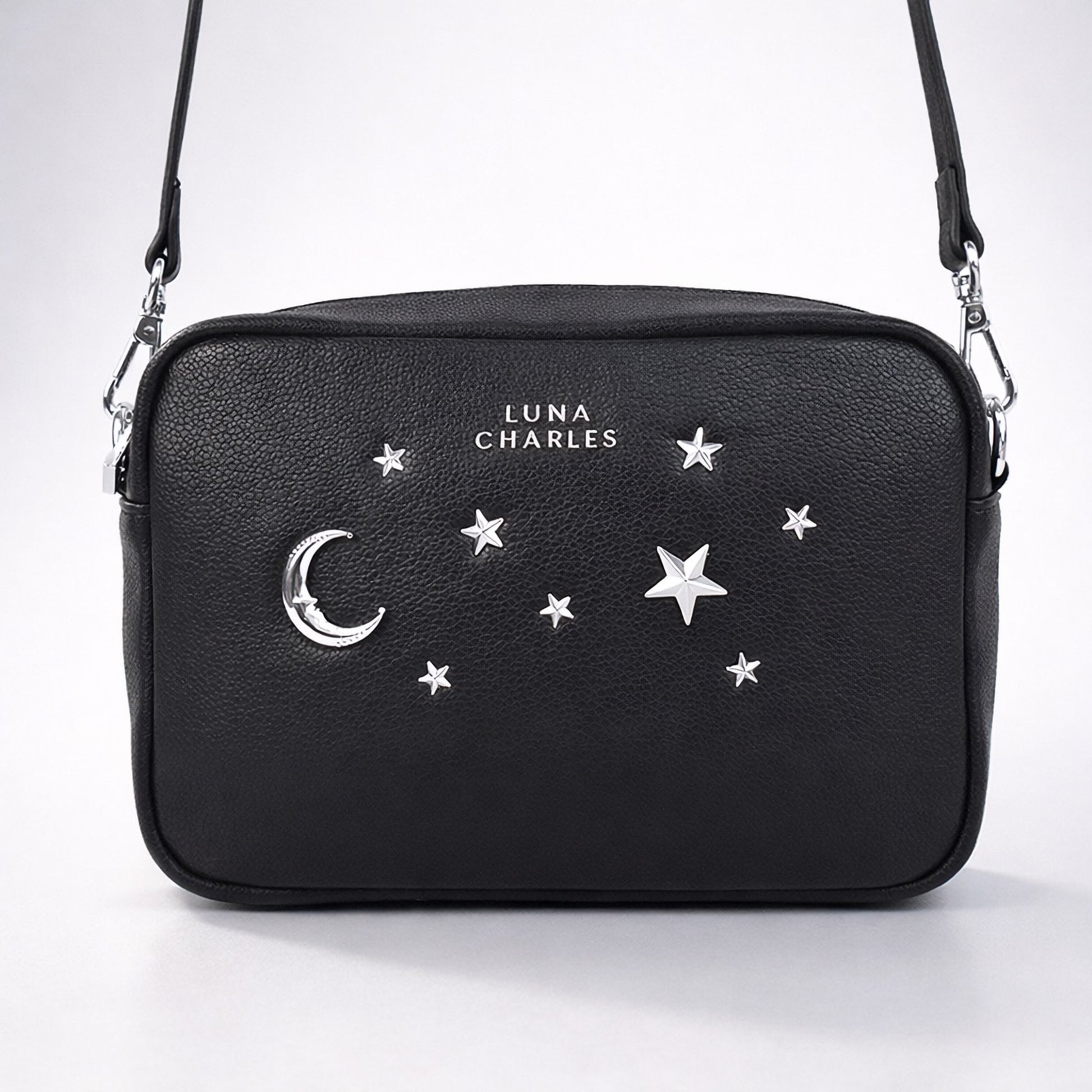 Maya Star Studded Crossbody Bag - Black & Silver