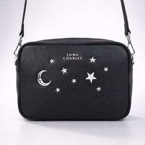 Maya Star Studded Crossbody Bag - Black & Silver