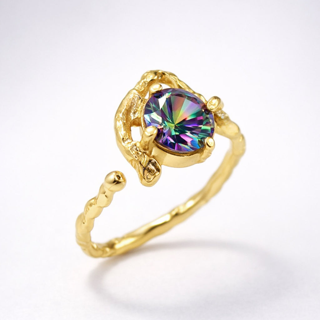 Melike Hammered Twist Ring 18K Plated