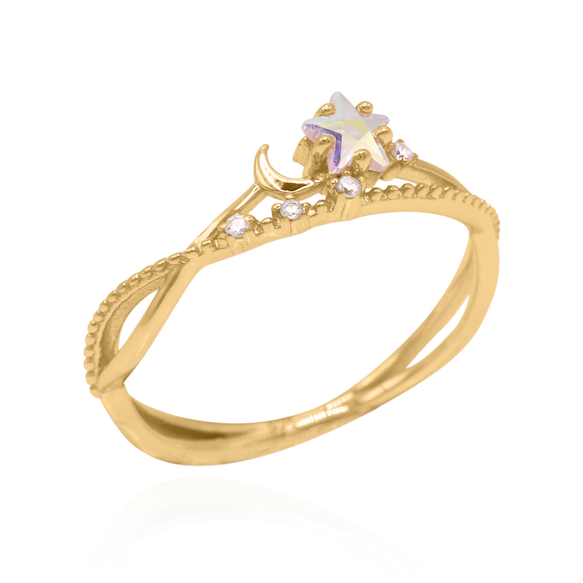 Molly Crossover Moon Ring | 18K Gold Plated