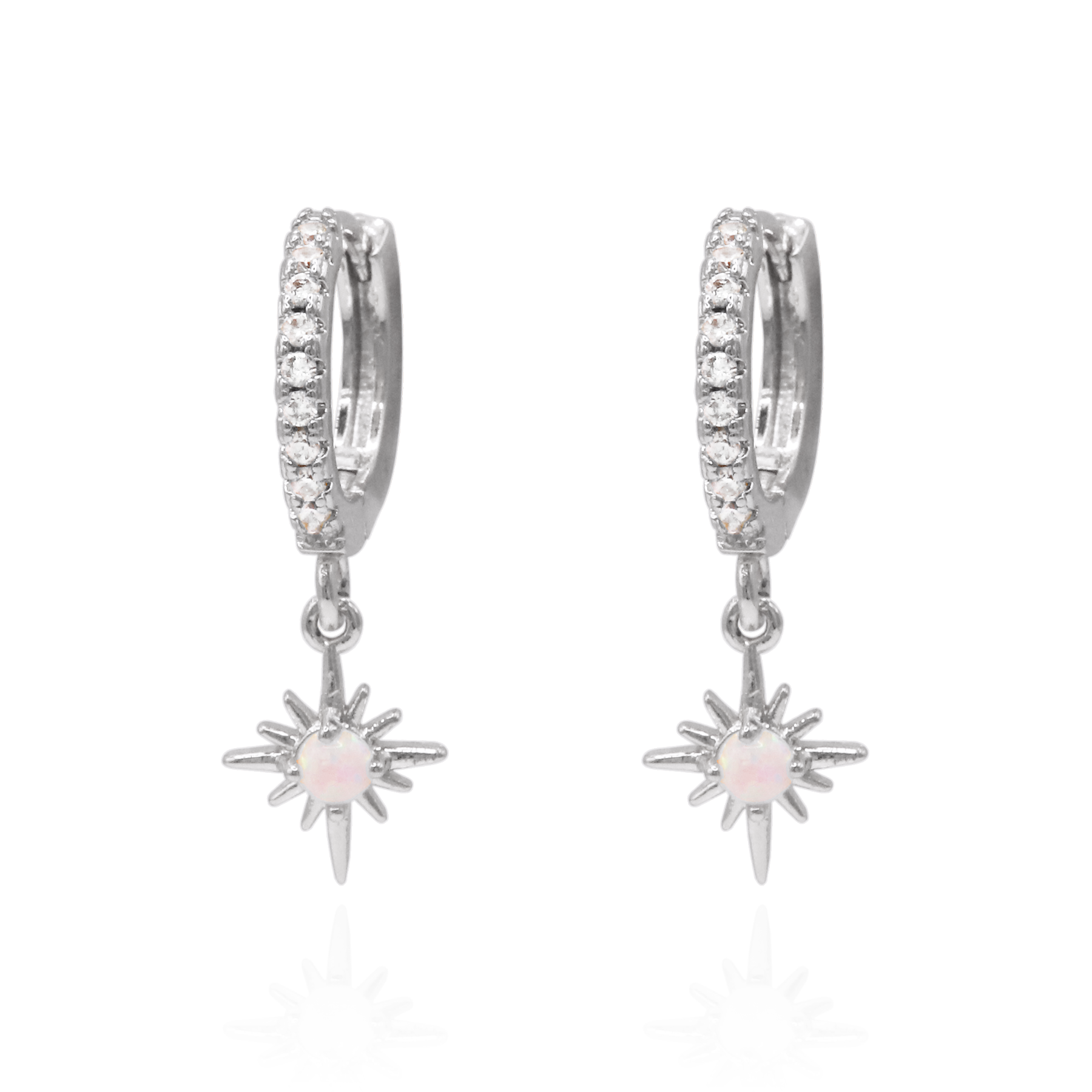 Neve Opal Star Huggie Hoop Earrings | 925 Sterling Silver