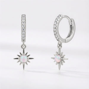 Neve Opal Star Huggie Hoop Earrings | 925 Sterling Silver