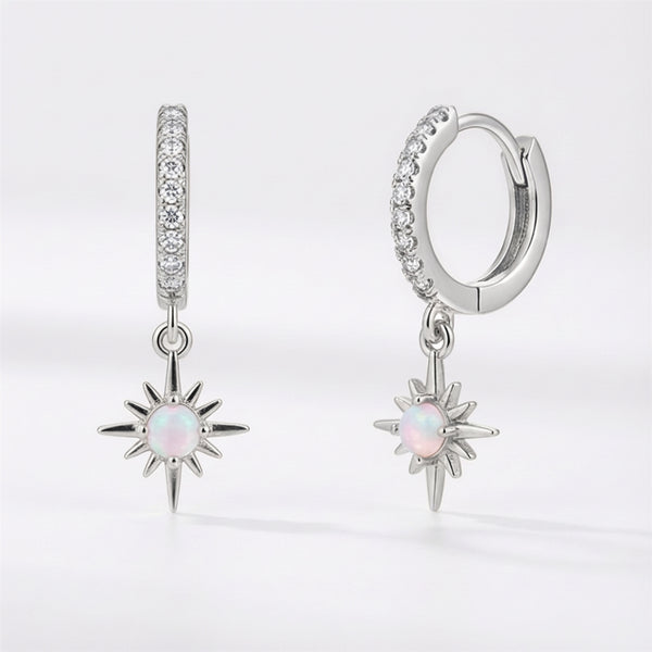 Neve Opal Star Huggie Hoop Earrings | 925 Sterling Silver
