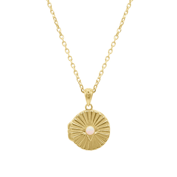 Noa Opal Locket Pendant Necklace | 18k Gold Plated