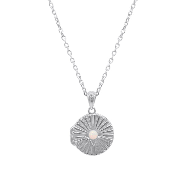 Noa Opal Locket Pendant Necklace | 925 Sterling Silver
