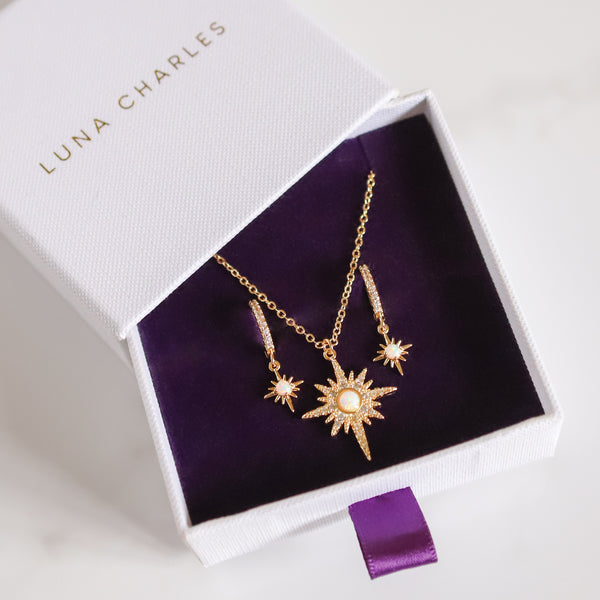 North Star Gift Set | Earrings & Necklace | 18k Gold Plated