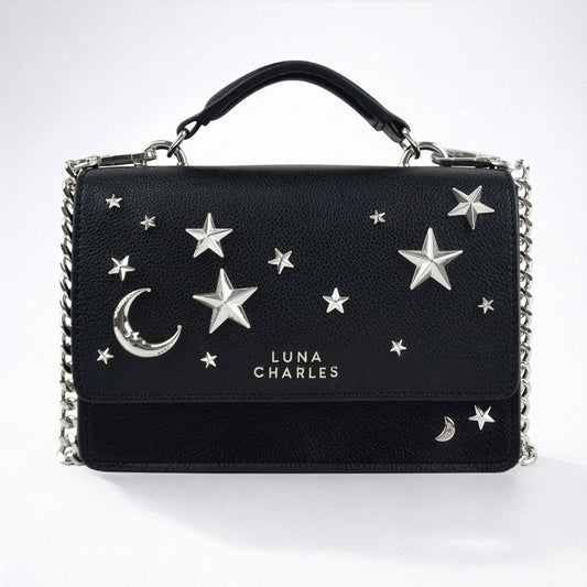 Nova Star Studded Handbag - Black & Silver