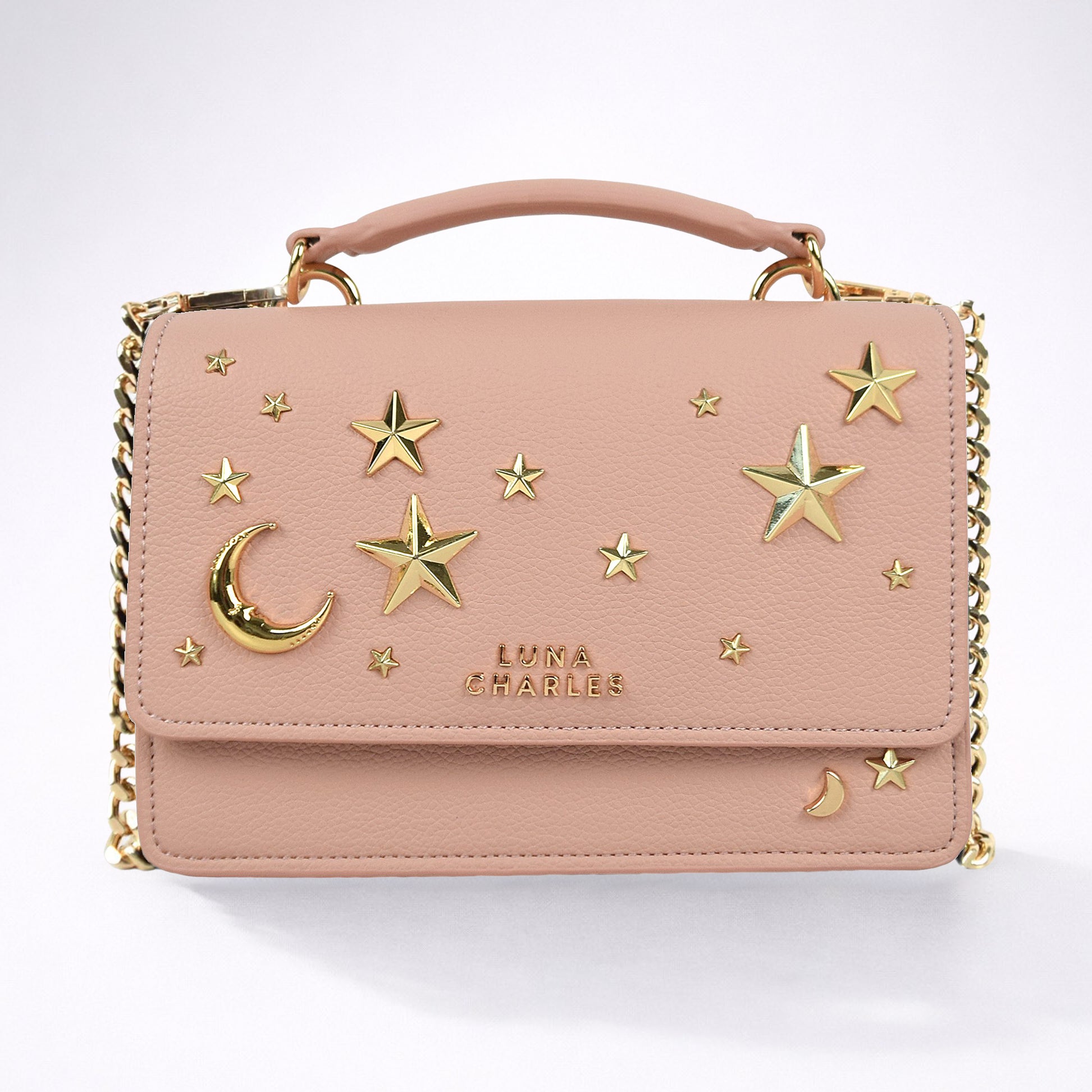 Nova Star Studded Handbag - Pink & Gold