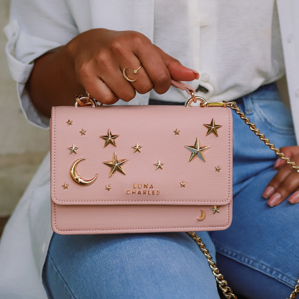 Nova Star Studded Handbag - Pink & Gold