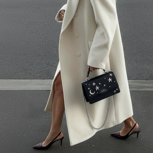 Nova Star Studded Handbag - Black & Silver