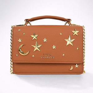 Nova Star Studded Handbag - Tan & Gold